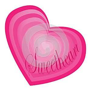 Sweetheart text in layered pink heart shape