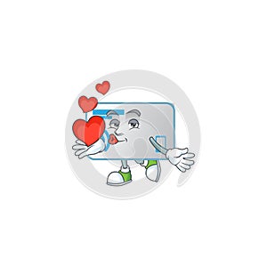 A sweetie NFC card cartoon character holding a heart