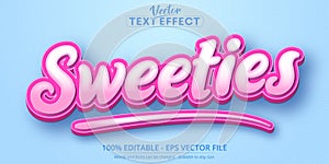 Sweeties text, cartoon style editable text effect