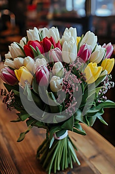 Sweetly Smiling Tulips: A Coherent Bouquet for a Bright and Welc