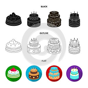 Sweetness, dessert, cream, treacle .Cakes country set collection icons in black,flat,outline style vector symbol stock