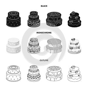 Sweetness, dessert, cream, treacle .Cakes country set collection icons in black,monochrome,outline style vector symbol