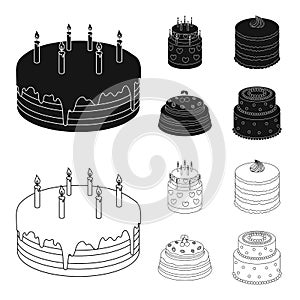 Sweetness, dessert, cream, treacle .Cakes country set collection icons in black,outline style vector symbol stock
