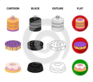 Sweetness, dessert, cream, treacle .Cakes country set collection icons in cartoon,black,outline,flat style vector symbol