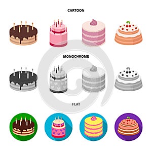 Sweetness, dessert, cream, treacle .Cakes country set collection icons in cartoon,flat,monochrome style vector symbol