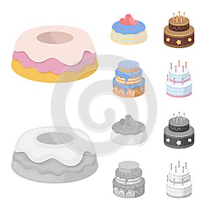 Sweetness, dessert, cream, treacle .Cakes country set collection icons in cartoon,monochrome style vector symbol stock