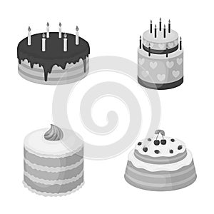 Sweetness, dessert, cream, treacle .Cakes country set collection icons in monochrome style vector symbol stock