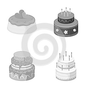 Sweetness, dessert, cream, treacle .Cakes country set collection icons in monochrome style vector symbol stock