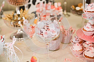 Sweets arrangements on table