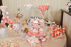 Sweets arrangements on table