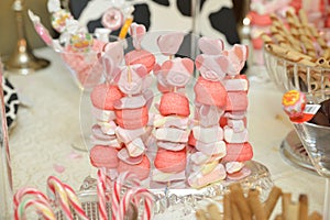 Sweets arrangements on table