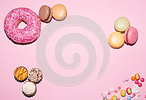 Sweets, background, Macaron donut