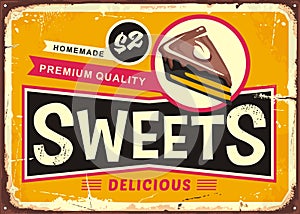 Sweets and cakes vintage tin sign