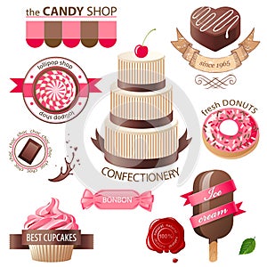 Sweets and candies emblems