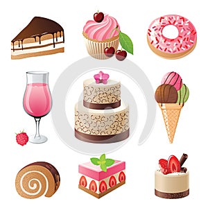 Sweets and candies icons set