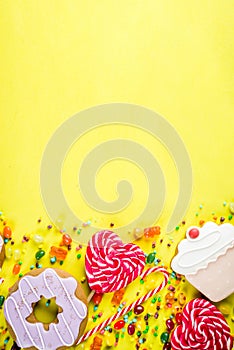Sweets and candy creative lay out