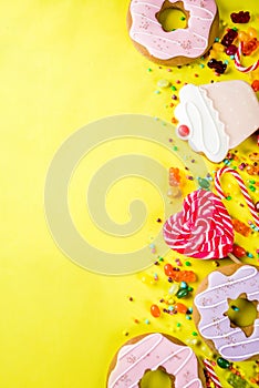 Sweets and candy creative lay out