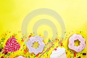 Sweets and candy creative lay out