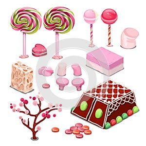 Sweets and candy isolated on a white background. Colorful confections the best gift for the sweet tooth. Spiral