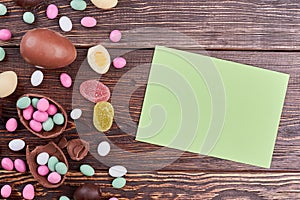 Sweets and card with copyspace.