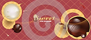 Sweets and chocolate. Vector background