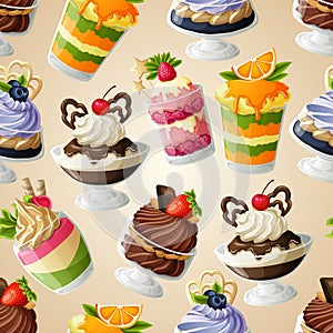 Sweets dessert seamless pattern