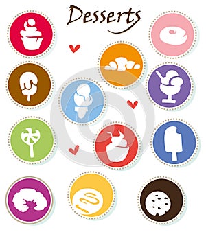 Sweets, desserts and candies icons set