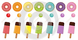Sweets Donuts Ice Lollys Lollipops Colorful