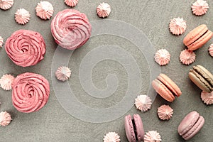 Sweets on grey concrete background