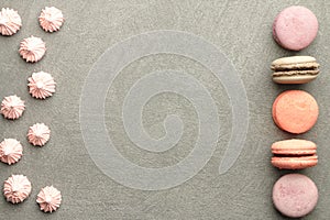 Sweets on grey concrete background