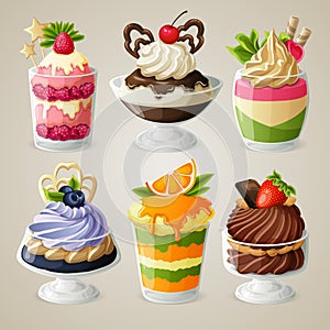 Sweets ice cream mousse dessert set