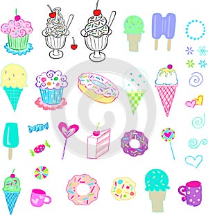 Sweets and ice cream set