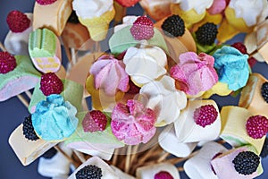 Sweets made from marshmallows  arranged like a bouquet of flowers