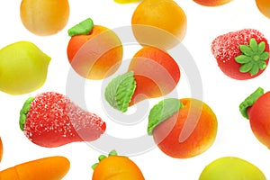 Sweets marzipan. In the form of fruit