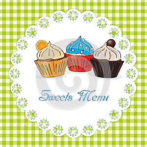 Sweets menu vector illustration
