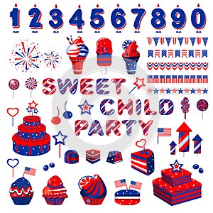 Sweets party USA design elements