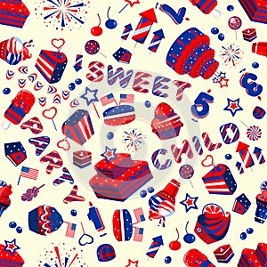 Sweets party USA seamless wallpaper