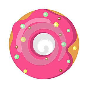 Sweets. Picture of Doughnut with Pink Sprinkles
