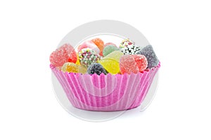 Sweets in pink bowl