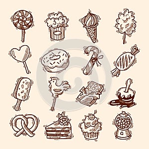 Sweets sketch icon set