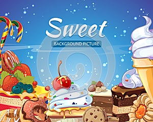 Sweets vector abstract background with candy