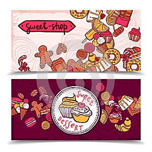 Sweetshop vintage candy banners set
