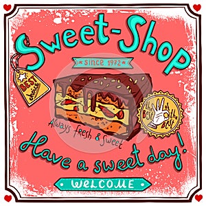 Sweetshop vintage candy poster