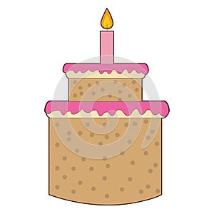 sweey cake birthday icon with candle photo