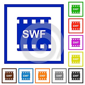 SWF movie format flat framed icons
