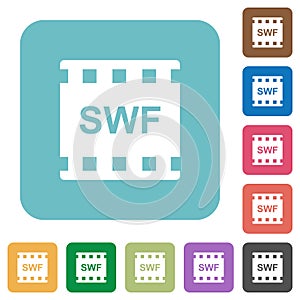 SWF movie format rounded square flat icons