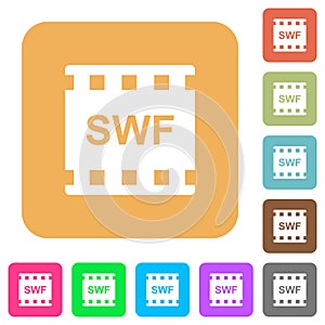 SWF movie format rounded square flat icons