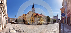 Swidnica. Old medieval market square and beautiful houses on a sunny day.