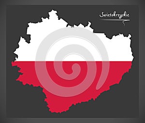 Swietokrzyskie map of Poland with Polish national flag illustration