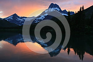 Swift Current Lake at Sunset Glacier National Park